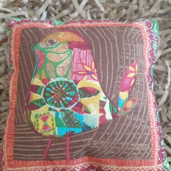 *Pillow Mini Folk Art Boho Bird Handmade - Picture 2 of 3